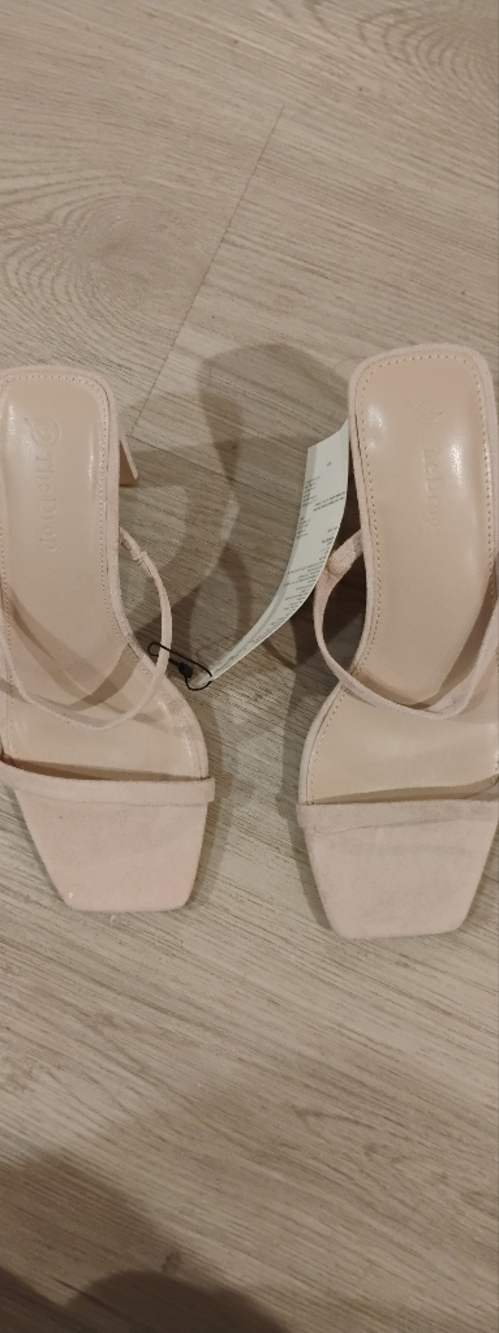 NWT The Drop Avery Open Square Toe Two Strap Faux Suede Block Heels Sandals 6.5